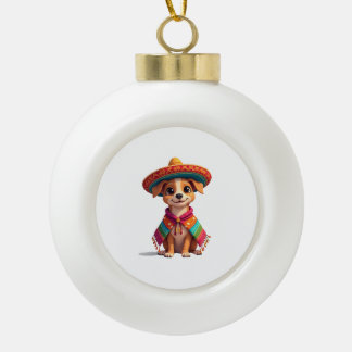 Chihuahua  Mexico  Cinco de Mayo  Funny Dog  (4) Ceramic Ball Christmas Ornament