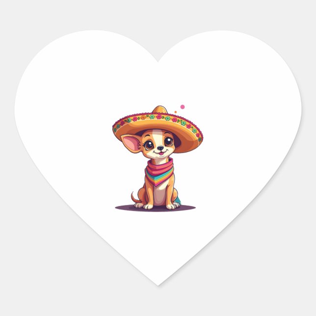 Chihuahua  Mexico  Cinco de Mayo  Funny Dog   (4) Heart Sticker (Front)