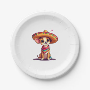 Chihuahua Mexico Cinco de Mayo Funny Dog (4) Paper Plate