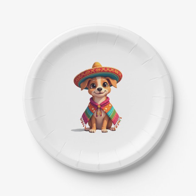 Chihuahua  Mexico  Cinco de Mayo  Funny Dog  (4) Paper Plate (Front)