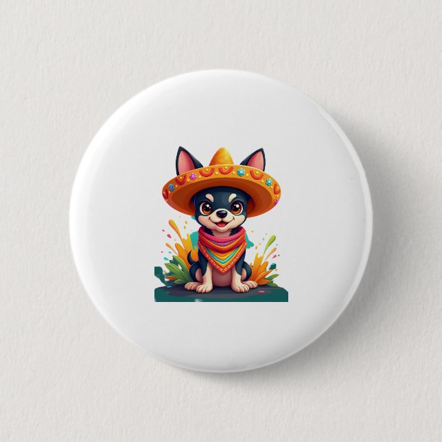 Chihuahua  Mexico  Cinco de Mayo  Funny Dog   (5) 2 Inch Round Button (Front)