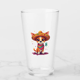 Chihuahua Mexico Cinco de Mayo Funny Dog (6) Glass