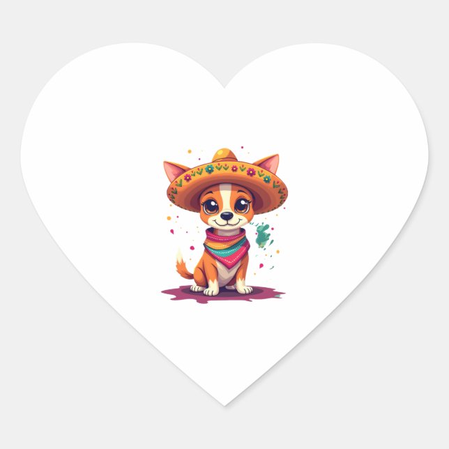 Chihuahua  Mexico  Cinco de Mayo  Funny Dog   (6) Heart Sticker (Front)