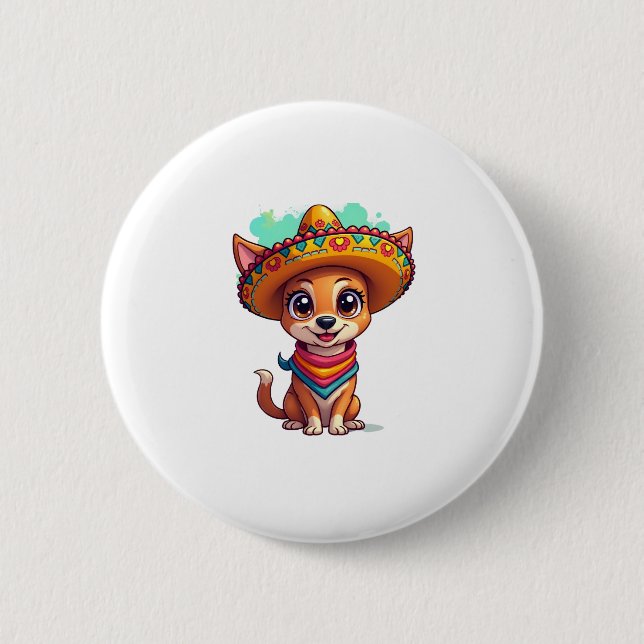 Chihuahua  Mexico  Cinco de Mayo  Funny Dog   (7) 2 Inch Round Button (Front)