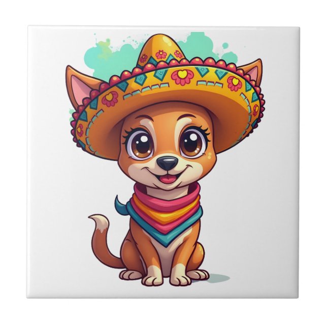 Chihuahua  Mexico  Cinco de Mayo  Funny Dog   (7) Tile (Front)