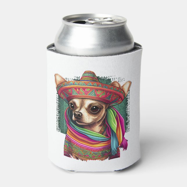 Chihuahua  Mexico  Cinco de Mayo  Funny Dog        Can Cooler (Can Front)