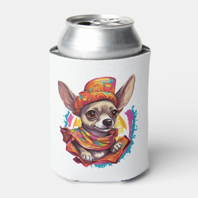 Chihuahua  Mexico  Cinco de Mayo  Funny Dog      Can Cooler (Can Front)