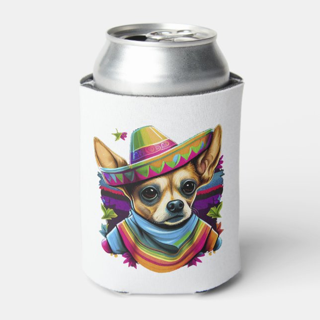 Chihuahua  Mexico  Cinco de Mayo  Funny Dog        Can Cooler (Can Front)