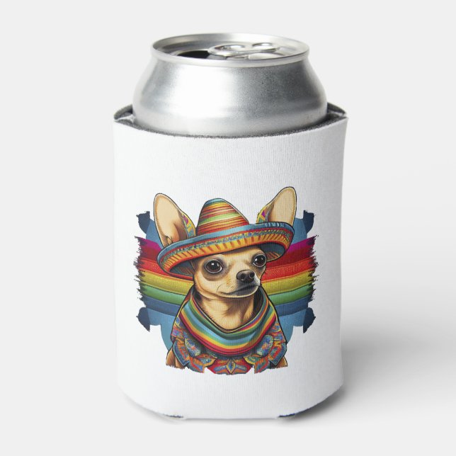 Chihuahua  Mexico  Cinco de Mayo  Funny Dog       Can Cooler (Can Front)