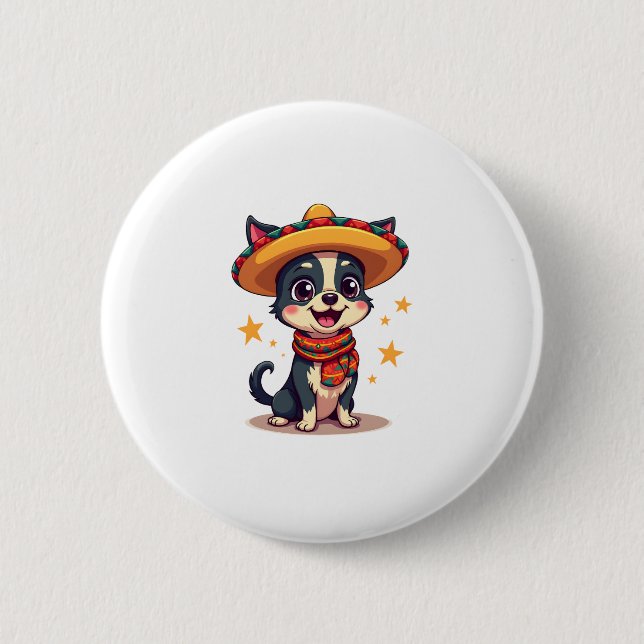 Chihuahua  Mexico  Cinco de Mayo  Funny Dog  Copy 2 Inch Round Button (Front)
