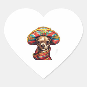 Chihuahua  Mexico  Cinco de Mayo  Funny Dog    Heart Sticker
