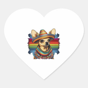 Chihuahua Mexico Cinco de Mayo Funny Dog Heart Sticker