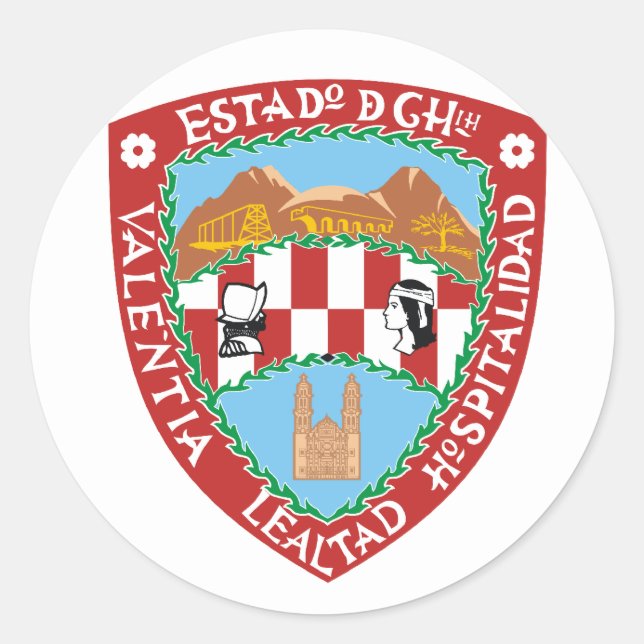 Chihuahua, Mexico flag Classic Round Sticker (Front)