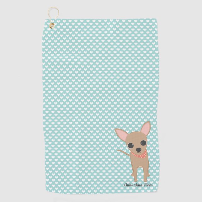 Chihuahua Mom Personalized Dog Mom Golf Towel (Front)