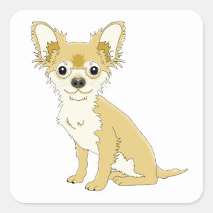 Chihuahua Mom Puppy Dog Dad Puppies Rescue Cartoon Square Sticker