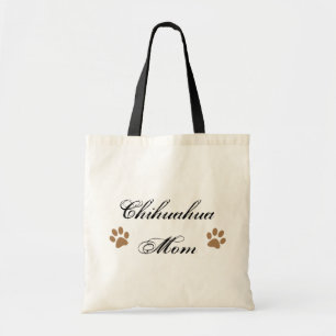 Chihuahua Mom Script w/ Pawprints Tote Bag