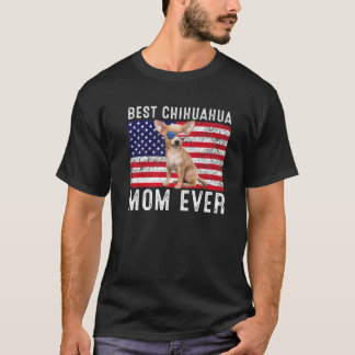 Chihuahua Mom USA American Flag Chihuahua Dog Love T-Shirt