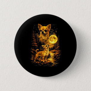 Chihuahua moonlit night art chihuahua howling at 2 inch round button