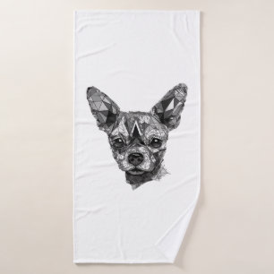 Chihuahua Mosaic Geometrical Art Dog Bath Towel