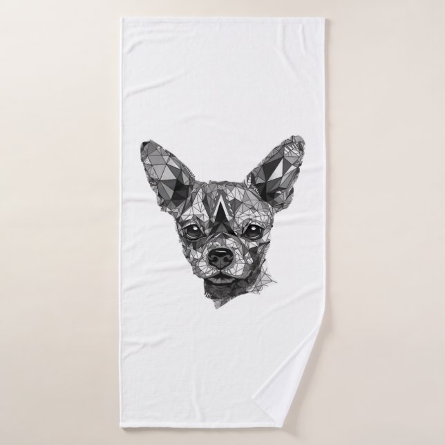 Chihuahua Mosaic Geometrical Art Dog Bath Towel (Bath Towel)