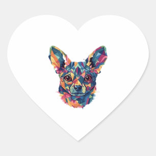 Chihuahua Mosaic Geometrical Art Dog Heart Sticker