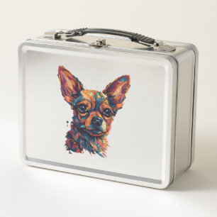 Chihuahua Mosaic Geometrical Art Dog Metal Lunch Box