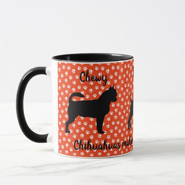 Chihuahua Mug Customisé rouge et blanc (Gauche)