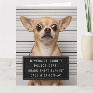 Chihuahua Mugshot: Grand Theft Blanket Card