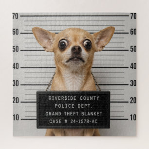 Chihuahua Mugshot: Grand Theft Blanket Jigsaw Puzzle
