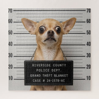 Chihuahua Mugshot: Grand Theft Blanket Jigsaw Puzzle