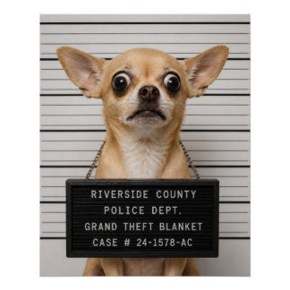 Chihuahua Mugshot: Grand Theft Blanket Poster