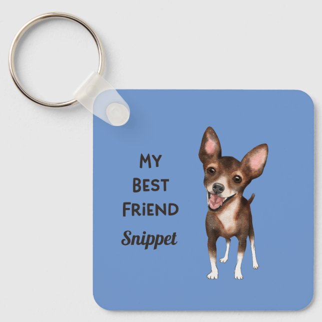 Chihuahua My Best Friend Custom Name Address Keychain (Front)