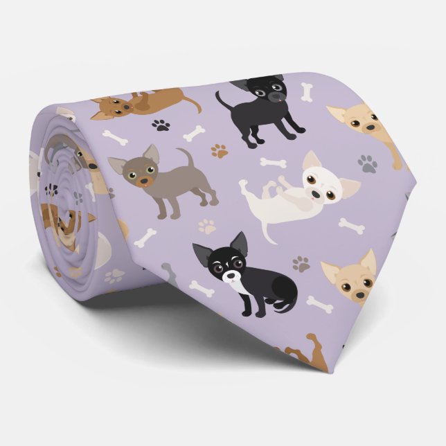 Chihuahua os et pattes violet Cravate (Roulé)