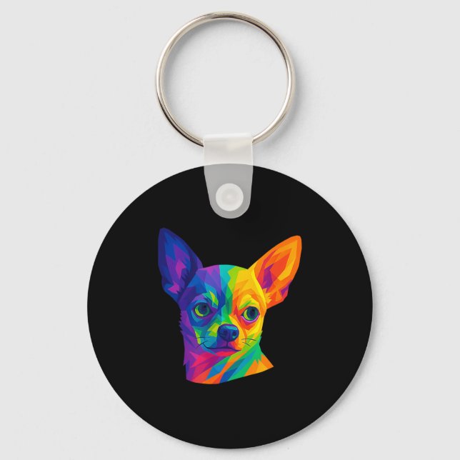Chihuahua P Art Rtrait For Dog Owners  Keychain (Front)