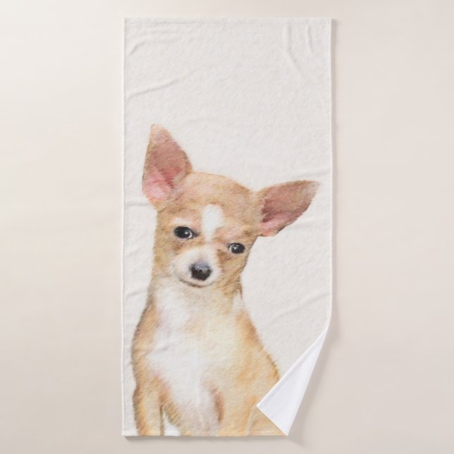 Chihuahua Painting - Cute Original Dog Art (Serviette de bain)