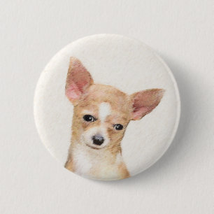 Chihuahua Painting - Cute Original Dog Art 2 Inch Round Button