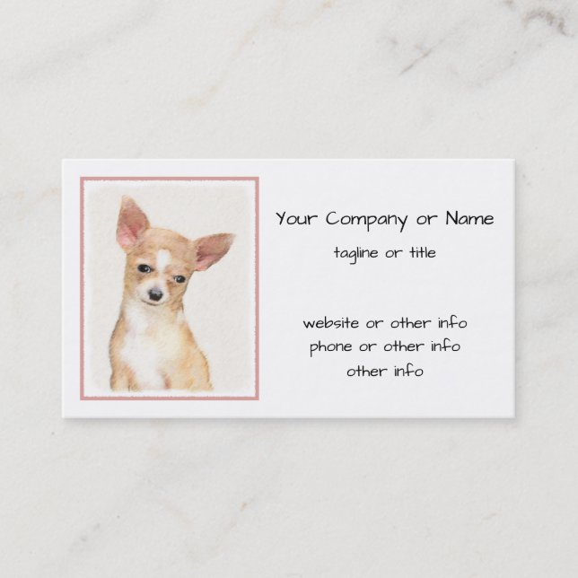 Chihuahua Painting - Cute Original Dog Art Business Card (Front)