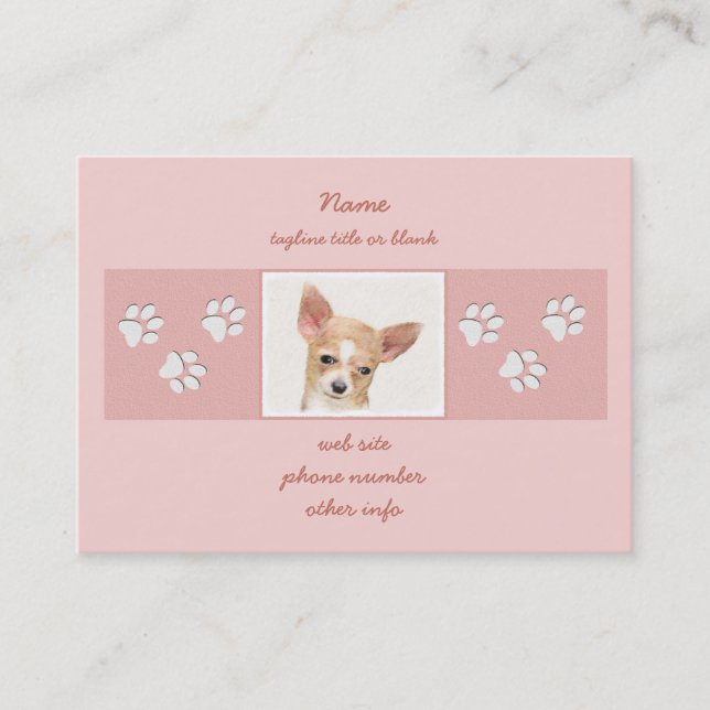 Chihuahua Painting - Cute Original Dog Art Business Card (Front)