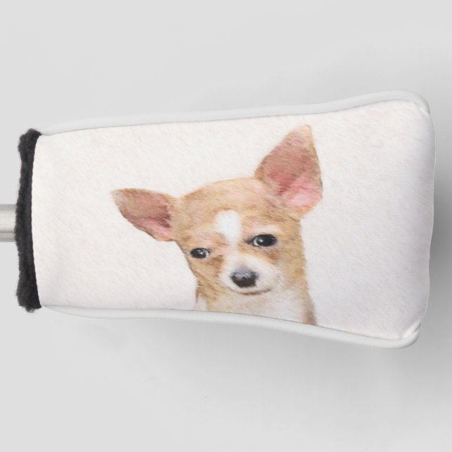 Chihuahua Painting - Cute Original Dog Art Golf Head Cover (Front)