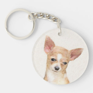 Chihuahua Painting - Cute Original Dog Art Keychain