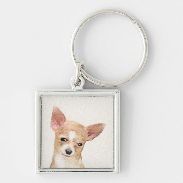 Chihuahua Painting - Cute Original Dog Art Keychain (Front)