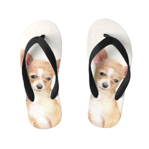 Chihuahua Painting - Cute Original Dog Art Kid's Flip Flops