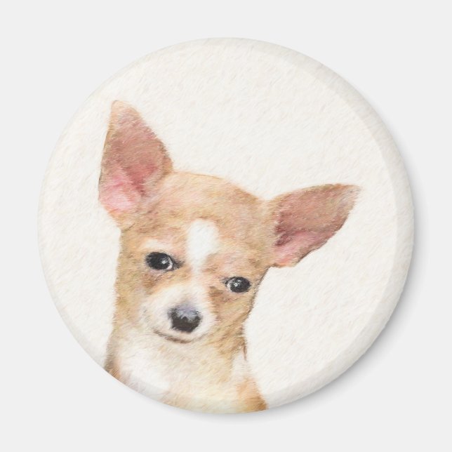 Chihuahua Painting - Cute Original Dog Art Magnet (Front)