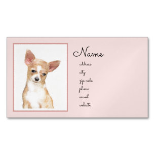 Chihuahua Painting - Cute Original Dog Art Magnetic Business Card