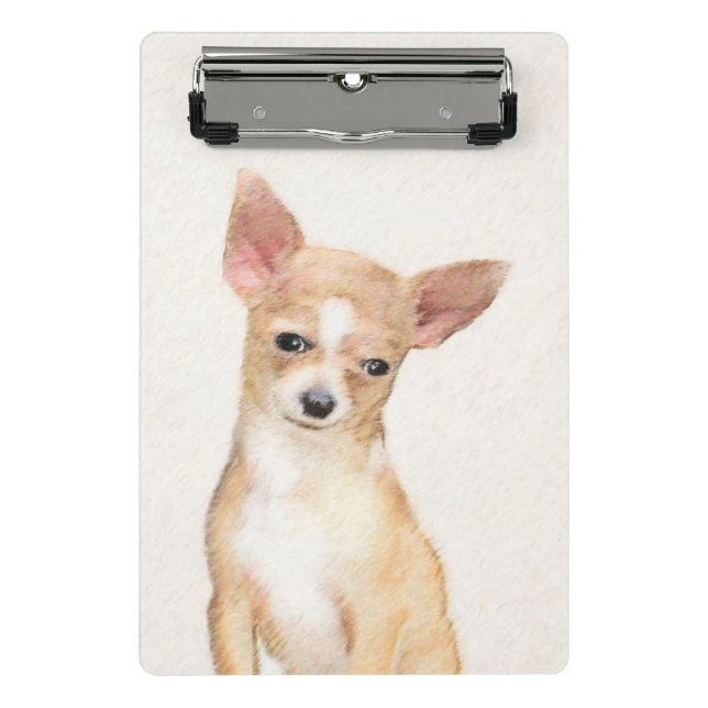 Chihuahua Painting - Cute Original Dog Art Mini Clipboard (Front)