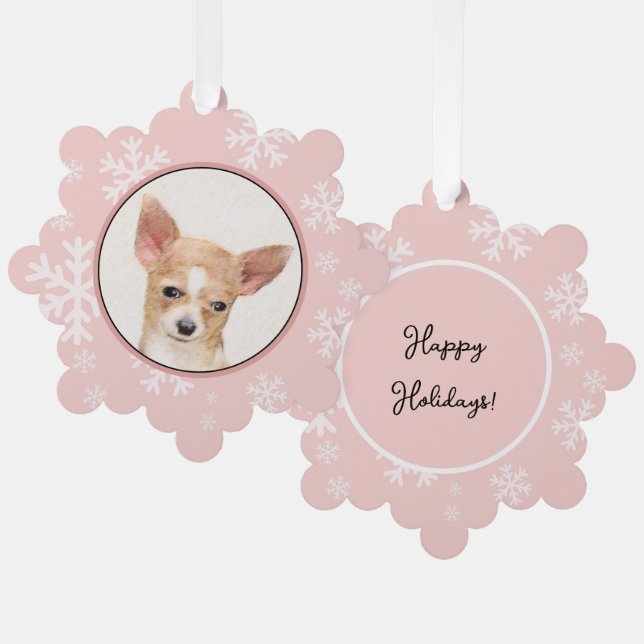 Chihuahua Painting - Cute Original Dog Art Ornament Card (Front/Back)