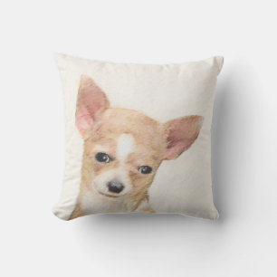 Chihuahua Painting - Cute Original Dog Art Outdoor Pillow