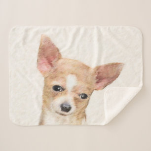 Chihuahua Painting - Cute Original Dog Art Sherpa Blanket