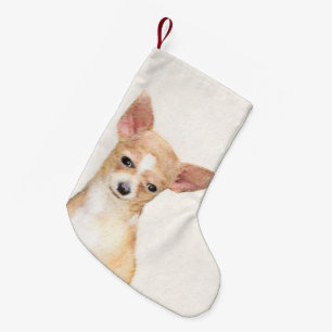 Chihuahua Painting - Cute Original Dog Art Small Christmas Stocking