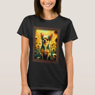 Chihuahua Painting Sunflower Flower Mom Women Flor T-Shirt